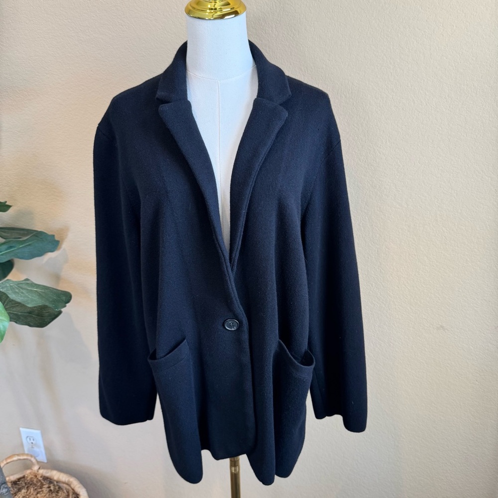 J Crew Cecile Relaxed Sweater Blazer Womens L Black Wool Double Knit Capsule - Picture 4 of 16